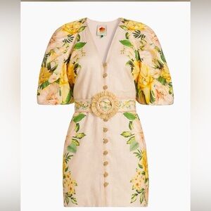 NWT XS FARM RIO CASCADE SAND MINI DRESS WITH BELT